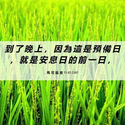 Picture 06 - 馬 可 福 音 15:42 CUVT - 到 了 晚 上 ， 因 為 這 是 預 備 日 - Bible Verse Picture