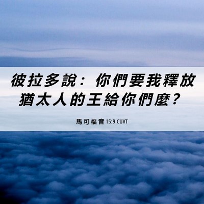 Picture 06 - 馬 可 福 音 15:9 CUVT - 彼 拉 多 說 ： 你 們 要 我 釋 放 猶 - Bible Verse Picture