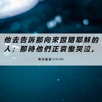 Picture 06 - 馬 可 福 音 16:10 CUVT - 他 去 告 訴 那 向 來 跟 隨 耶 穌 的 - Bible Verse Picture