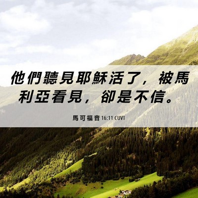 Picture 06 - 馬 可 福 音 16:11 CUVT - 他 們 聽 見 耶 穌 活 了 ， 被 馬 利 - Bible Verse Picture