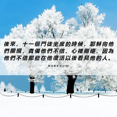 Picture 06 - 馬 可 福 音 16:14 CUVT - 後 來 ， 十 一 個 門 徒 坐 席 的 時 - Bible Verse Picture