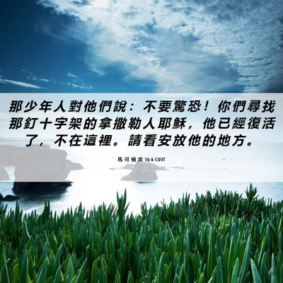 Picture 06 - 馬 可 福 音 16:6 CUVT - 那 少 年 人 對 他 們 說 ： 不 要 驚 - Bible Verse Picture