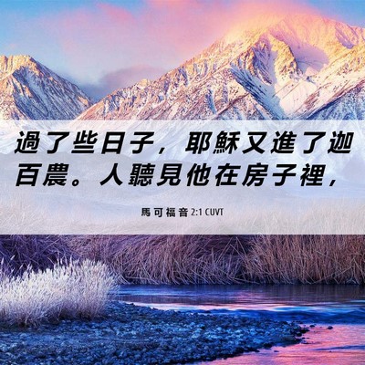 Picture 06 - 馬 可 福 音 2:1 CUVT - 過 了 些 日 子 ， 耶 穌 又 進 了 迦 - Bible Verse Picture