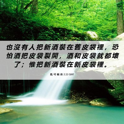 Picture 06 - 馬 可 福 音 2:22 CUVT - 也 沒 有 人 把 新 酒 裝 在 舊 皮 袋 - Bible Verse Picture