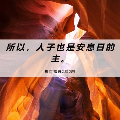 Picture 06 - 馬 可 福 音 2:28 CUVT - 所 以 ， 人 子 也 是 安 息 日 的 主 - Bible Verse Picture