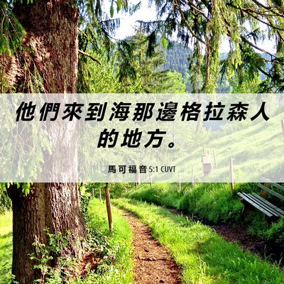 Picture 06 - 馬 可 福 音 5:1 CUVT - 他 們 來 到 海 那 邊 格 拉 森 人 的 - Bible Verse Picture