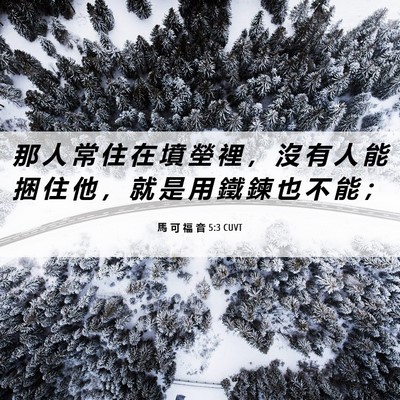 Picture 06 - 馬 可 福 音 5:3 CUVT - 那 人 常 住 在 墳 塋 裡 ， 沒 有 人 - Bible Verse Picture
