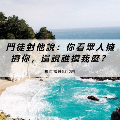 Picture 06 - 馬 可 福 音 5:31 CUVT - 門 徒 對 他 說 ： 你 看 眾 人 擁 擠 - Bible Verse Picture
