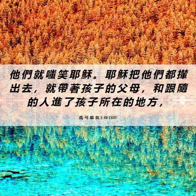 Picture 06 - 馬 可 福 音 5:40 CUVT - 他 們 就 嗤 笑 耶 穌 。 耶 穌 把 他 - Bible Verse Picture