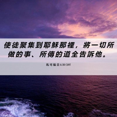 Picture 06 - 馬 可 福 音 6:30 CUVT - 使 徒 聚 集 到 耶 穌 那 裡 ， 將 一 - Bible Verse Picture