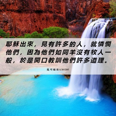 Picture 06 - 馬 可 福 音 6:34 CUVT - 耶 穌 出 來 ， 見 有 許 多 的 人 ， - Bible Verse Picture