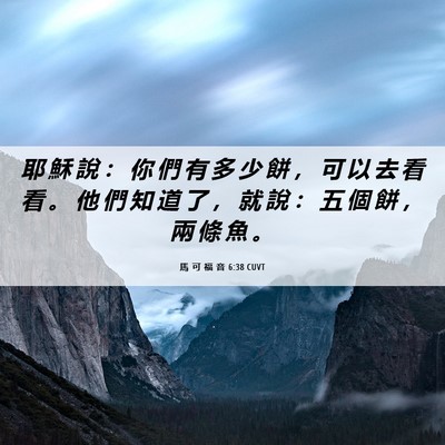 Picture 06 - 馬 可 福 音 6:38 CUVT - 耶 穌 說 ： 你 們 有 多 少 餅 ， 可 - Bible Verse Picture