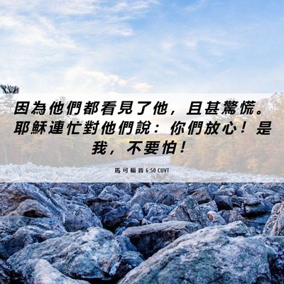 Picture 06 - 馬 可 福 音 6:50 CUVT - 因 為 他 們 都 看 見 了 他 ， 且 甚 - Bible Verse Picture