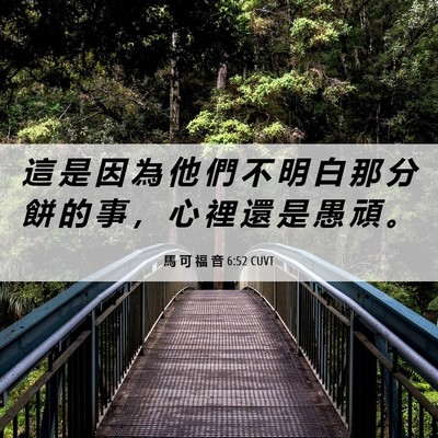 Picture 06 - 馬 可 福 音 6:52 CUVT - 這 是 因 為 他 們 不 明 白 那 分 餅 - Bible Verse Picture