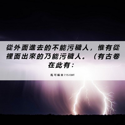 Picture 06 - 馬 可 福 音 7:15 CUVT - 從 外 面 進 去 的 不 能 污 穢 人 ， - Bible Verse Picture