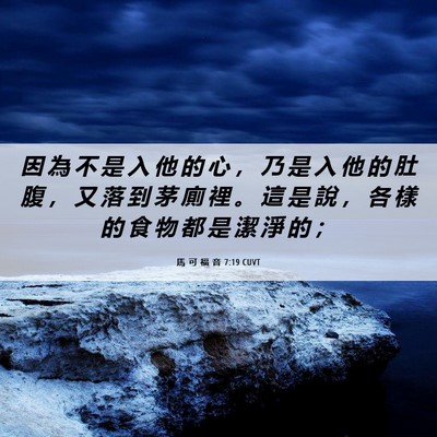 Picture 06 - 馬 可 福 音 7:19 CUVT - 因 為 不 是 入 他 的 心 ， 乃 是 入 - Bible Verse Picture