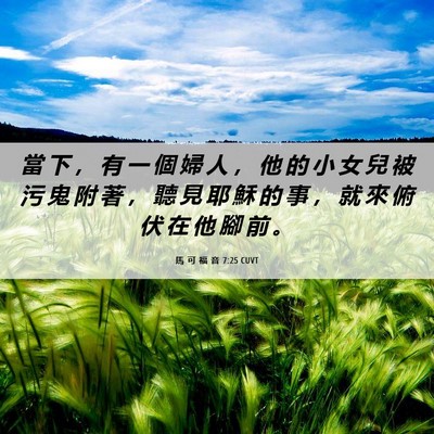 Picture 06 - 馬 可 福 音 7:25 CUVT - 當 下 ， 有 一 個 婦 人 ， 他 的 小 - Bible Verse Picture