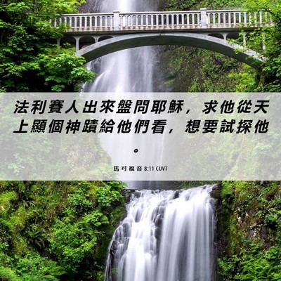 Picture 06 - 馬 可 福 音 8:11 CUVT - 法 利 賽 人 出 來 盤 問 耶 穌 ， 求 - Bible Verse Picture