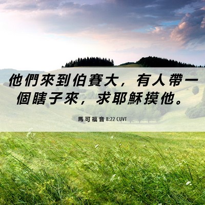 Picture 06 - 馬 可 福 音 8:22 CUVT - 他 們 來 到 伯 賽 大 ， 有 人 帶 一 - Bible Verse Picture