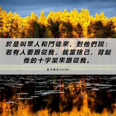 Picture 06 - 馬 可 福 音 8:34 CUVT - 於 是 叫 眾 人 和 門 徒 來 ， 對 他 - Bible Verse Picture