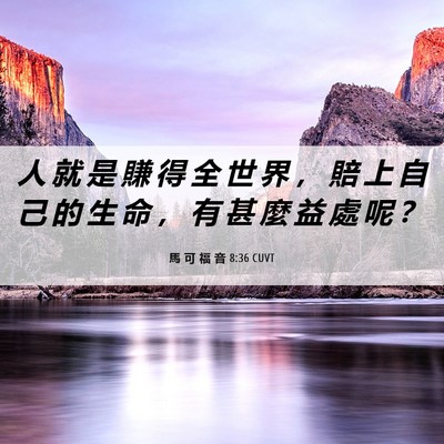 Picture 06 - 馬 可 福 音 8:36 CUVT - 人 就 是 賺 得 全 世 界 ， 賠 上 自 - Bible Verse Picture