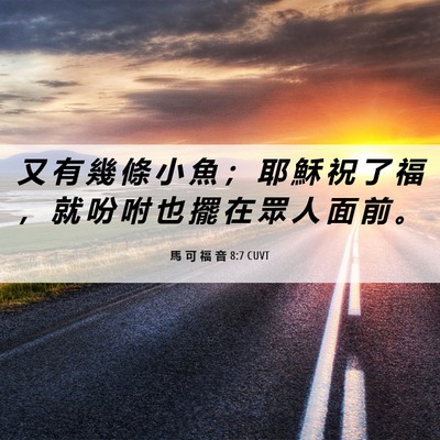 Picture 06 - 馬 可 福 音 8:7 CUVT - 又 有 幾 條 小 魚 ； 耶 穌 祝 了 福 - Bible Verse Picture