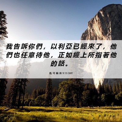 Picture 06 - 馬 可 福 音 9:13 CUVT - 我 告 訴 你 們 ， 以 利 亞 已 經 來 - Bible Verse Picture