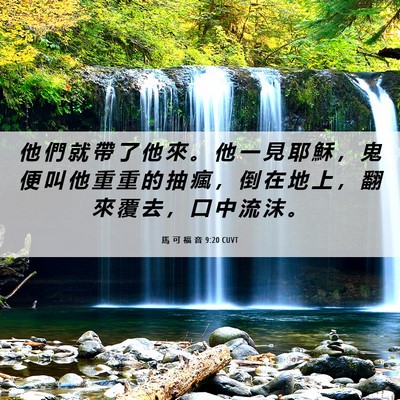 Picture 06 - 馬 可 福 音 9:20 CUVT - 他 們 就 帶 了 他 來 。 他 一 見 耶 - Bible Verse Picture