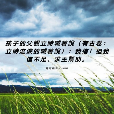 Picture 06 - 馬 可 福 音 9:24 CUVT - 孩 子 的 父 親 立 時 喊 著 說 （ 有 - Bible Verse Picture