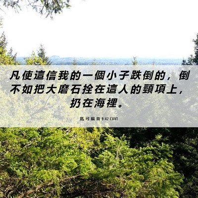 Picture 06 - 馬 可 福 音 9:42 CUVT - 凡 使 這 信 我 的 一 個 小 子 跌 倒 - Bible Verse Picture