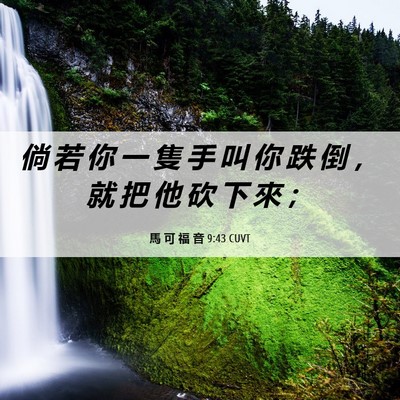 Picture 06 - 馬 可 福 音 9:43 CUVT - 倘 若 你 一 隻 手 叫 你 跌 倒 ， 就 - Bible Verse Picture