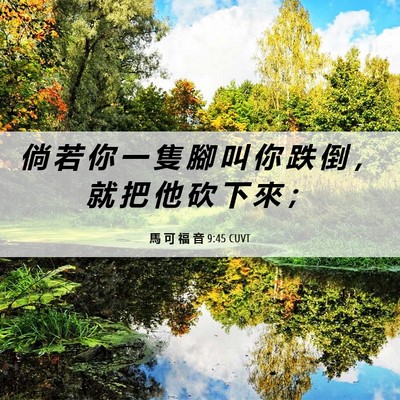 Picture 06 - 馬 可 福 音 9:45 CUVT - 倘 若 你 一 隻 腳 叫 你 跌 倒 ， 就 - Bible Verse Picture