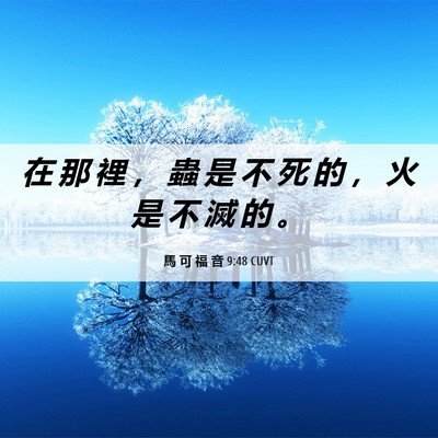 Picture 06 - 馬 可 福 音 9:48 CUVT - 在 那 裡 ， 蟲 是 不 死 的 ， 火 是 - Bible Verse Picture