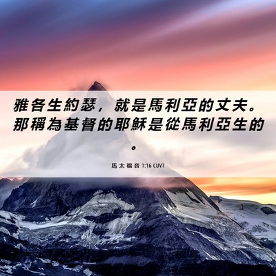 Picture 06 - 馬 太 福 音 1:16 CUVT - 雅 各 生 約 瑟 ， 就 是 馬 利 亞 的 - Bible Verse Picture