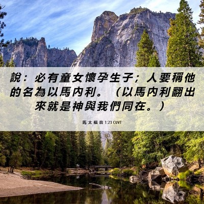 Picture 06 - 馬 太 福 音 1:23 CUVT - 說 ： 必 有 童 女 懷 孕 生 子 ； 人 - Bible Verse Picture