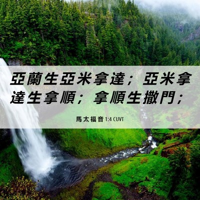 Picture 06 - 馬 太 福 音 1:4 CUVT - 亞 蘭 生 亞 米 拿 達 ； 亞 米 拿 達 - Bible Verse Picture