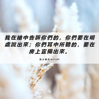 Picture 06 - 馬 太 福 音 10:27 CUVT - 我 在 暗 中 告 訴 你 們 的 ， 你 們 - Bible Verse Picture