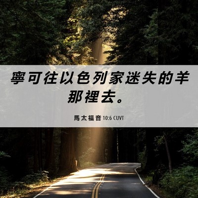 Picture 06 - 馬 太 福 音 10:6 CUVT - 寧 可 往 以 色 列 家 迷 失 的 羊 那 - Bible Verse Picture