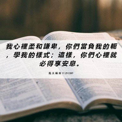 Picture 06 - 馬 太 福 音 11:29 CUVT - 我 心 裡 柔 和 謙 卑 ， 你 們 當 負 - Bible Verse Picture