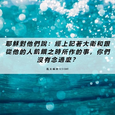 Picture 06 - 馬 太 福 音 12:3 CUVT - 耶 穌 對 他 們 說 ： 經 上 記 著 大 - Bible Verse Picture