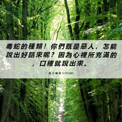 Picture 06 - 馬 太 福 音 12:34 CUVT - 毒 蛇 的 種 類 ！ 你 們 既 是 惡 人 - Bible Verse Picture