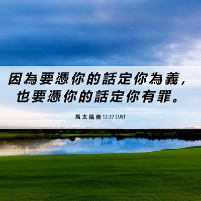 Picture 06 - 馬 太 福 音 12:37 CUVT - 因 為 要 憑 你 的 話 定 你 為 義 ， - Bible Verse Picture
