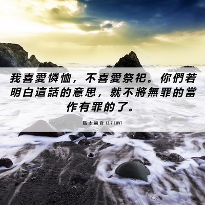Picture 06 - 馬 太 福 音 12:7 CUVT - 我 喜 愛 憐 恤 ， 不 喜 愛 祭 祀 。 - Bible Verse Picture