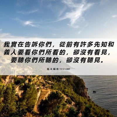Picture 06 - 馬 太 福 音 13:17 CUVT - 我 實 在 告 訴 你 們 ， 從 前 有 許 - Bible Verse Picture
