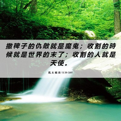Picture 06 - 馬 太 福 音 13:39 CUVT - 撒 稗 子 的 仇 敵 就 是 魔 鬼 ； 收 - Bible Verse Picture