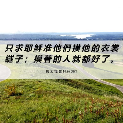 Picture 06 - 馬 太 福 音 14:36 CUVT - 只 求 耶 穌 准 他 們 摸 他 的 衣 裳 - Bible Verse Picture