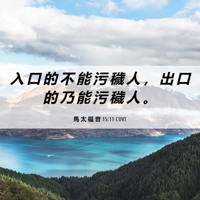 Picture 06 - 馬 太 福 音 15:11 CUVT - 入 口 的 不 能 污 穢 人 ， 出 口 的 - Bible Verse Picture