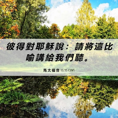 Picture 06 - 馬 太 福 音 15:15 CUVT - 彼 得 對 耶 穌 說 ： 請 將 這 比 喻 - Bible Verse Picture