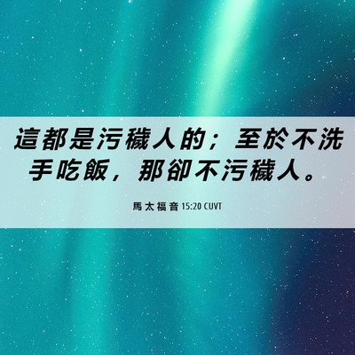 Picture 06 - 馬 太 福 音 15:20 CUVT - 這 都 是 污 穢 人 的 ； 至 於 不 洗 - Bible Verse Picture