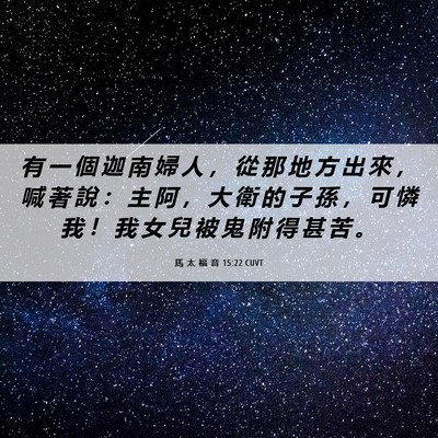 Picture 06 - 馬 太 福 音 15:22 CUVT - 有 一 個 迦 南 婦 人 ， 從 那 地 方 - Bible Verse Picture